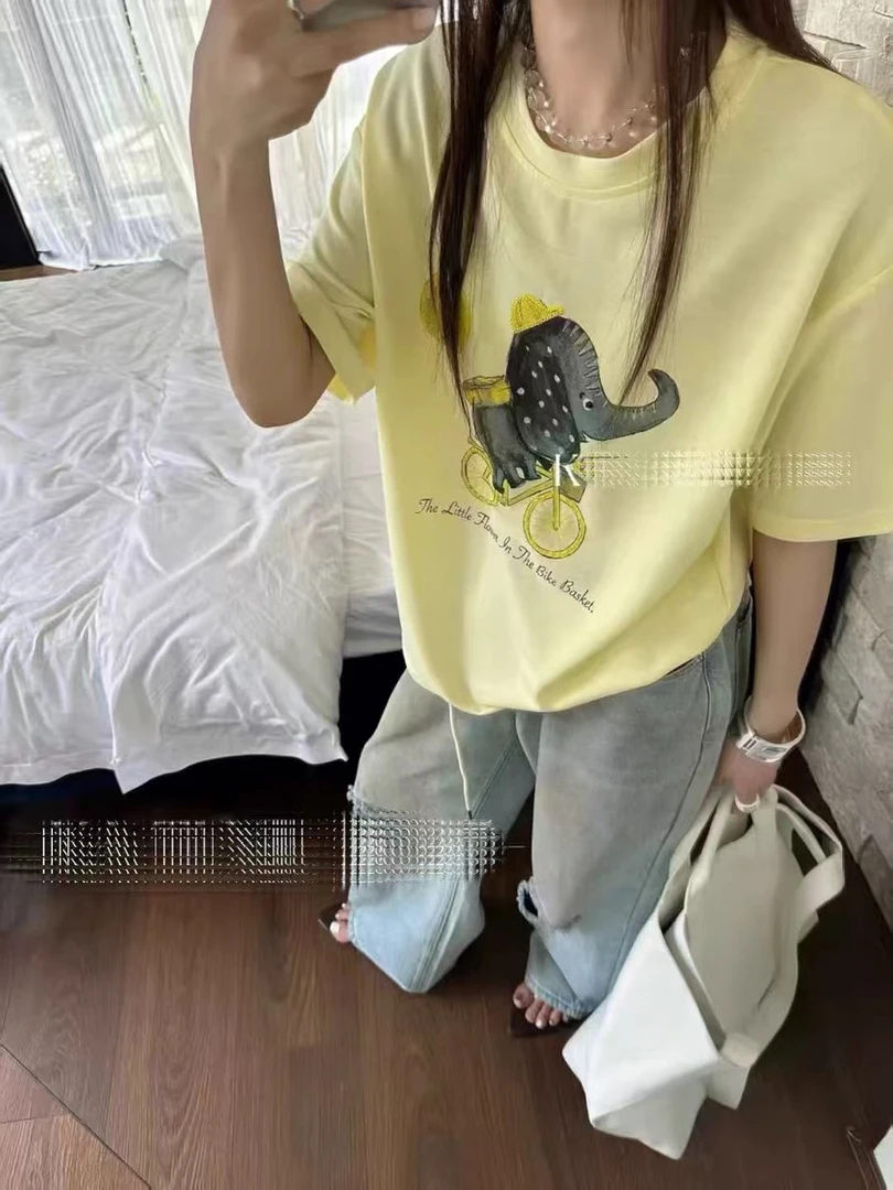 【云云精选】88-718 夏季卡通大象T恤