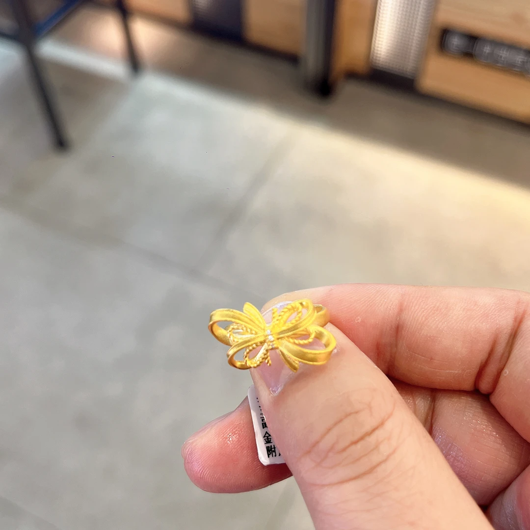 足金999星辰蝴蝶结戒指
