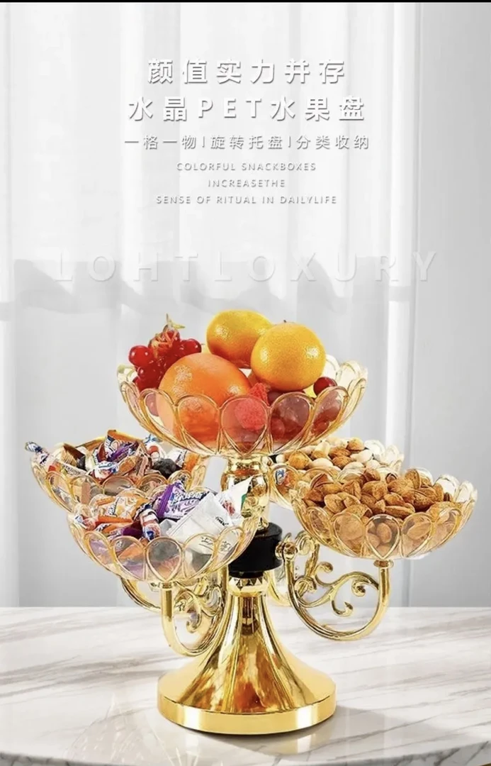 旋转小清新多层欧式果盘轻奢创意干果盒大号水果盘