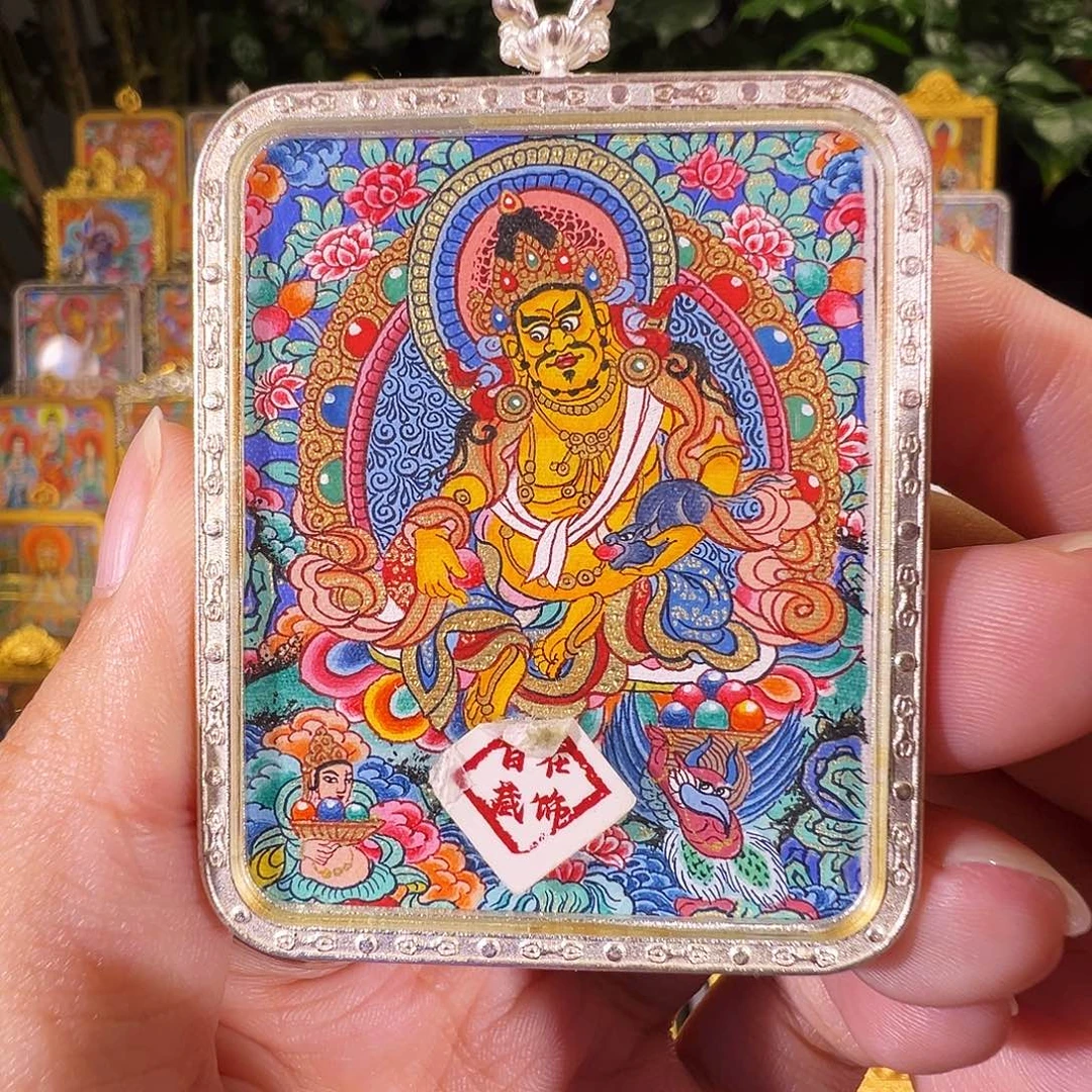 吊坠黄财热贡纯手绘唐卡