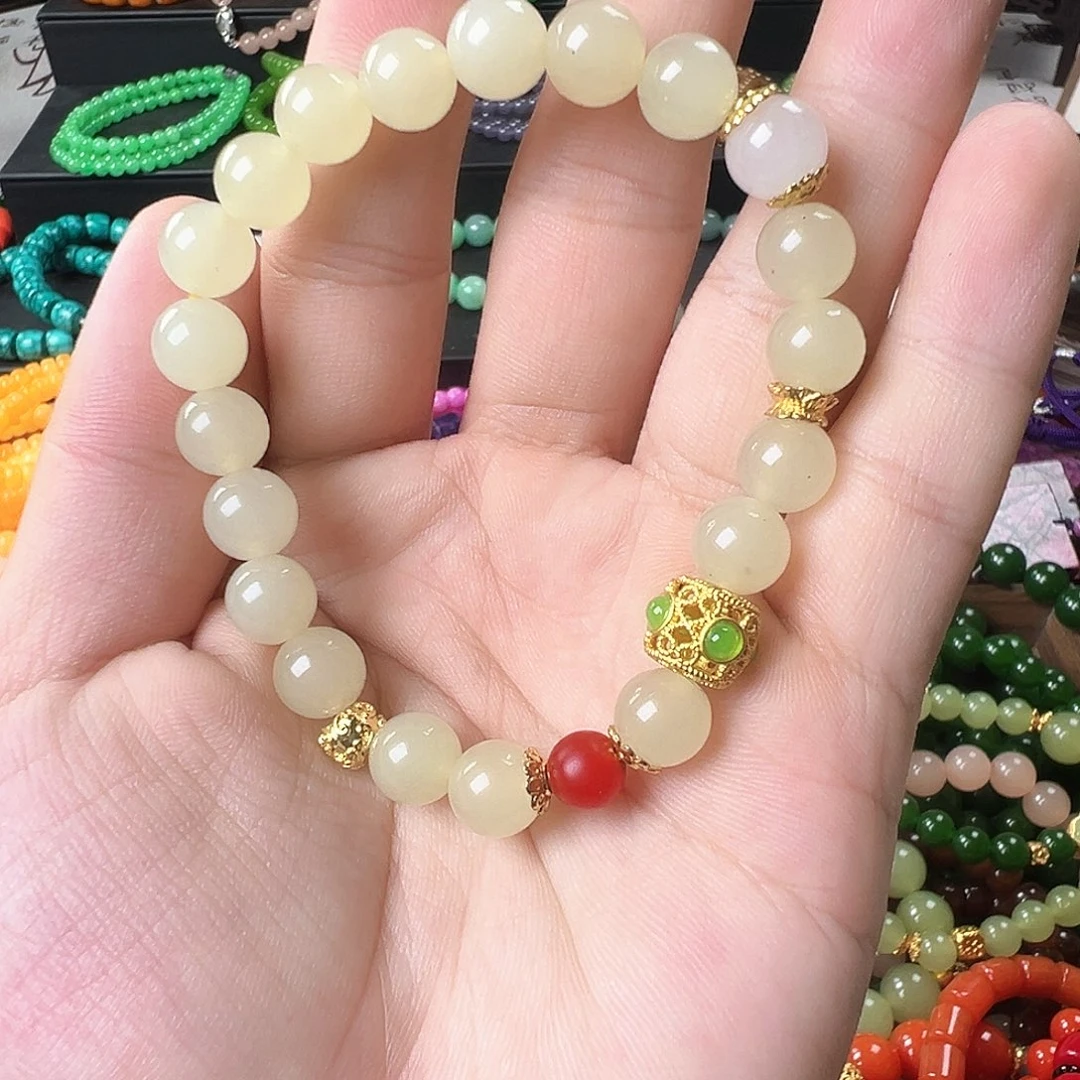 和田玉未镶嵌手链黄口设计手串
