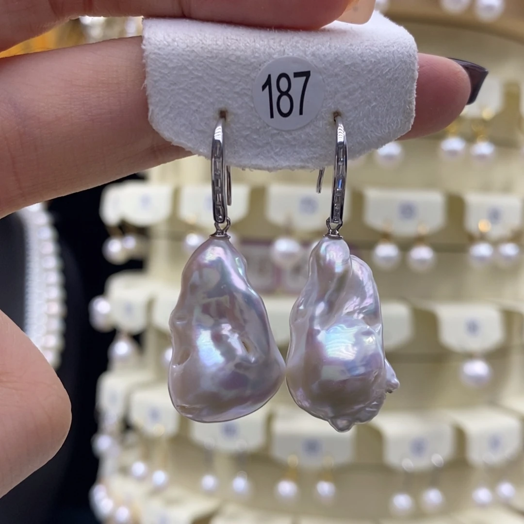 淡水珍珠耳饰银S925镶嵌