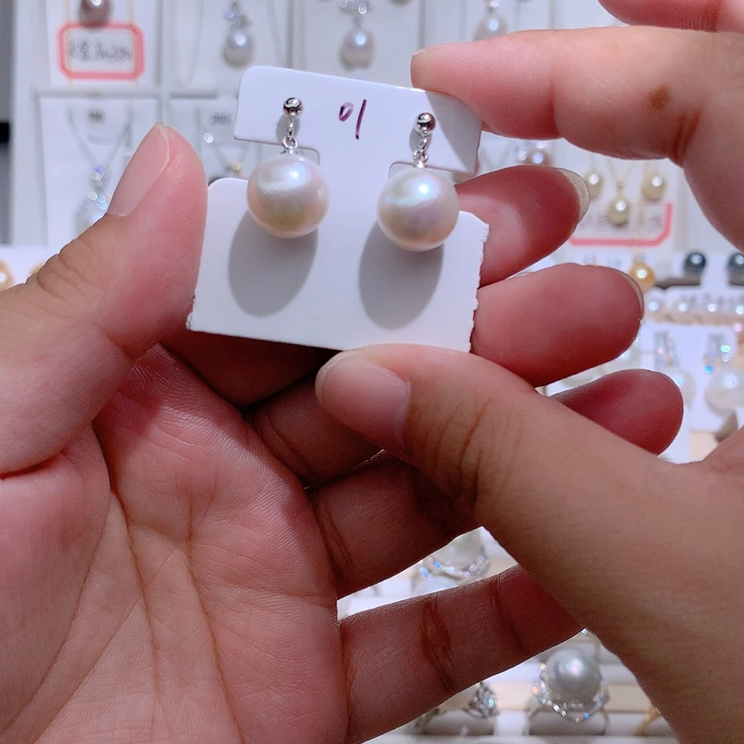 耳饰淡水珍珠银S925镶嵌CC11.1mm