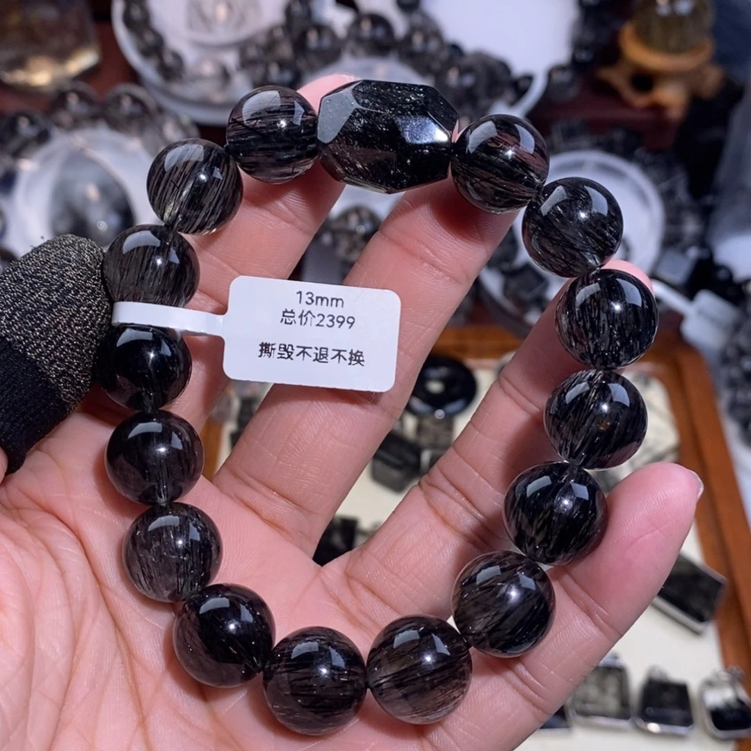 未镶嵌水晶手链黑发晶全透体满发顺发13mm设计款