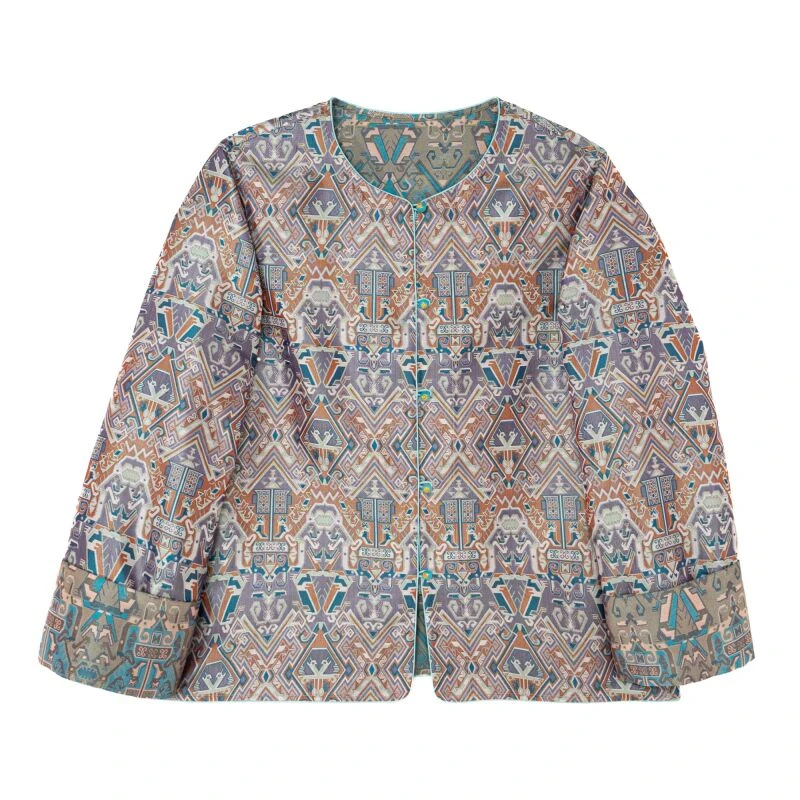 【羽恬】新中式桑蚕丝复古中国风时尚宽松气质外套女装F25300