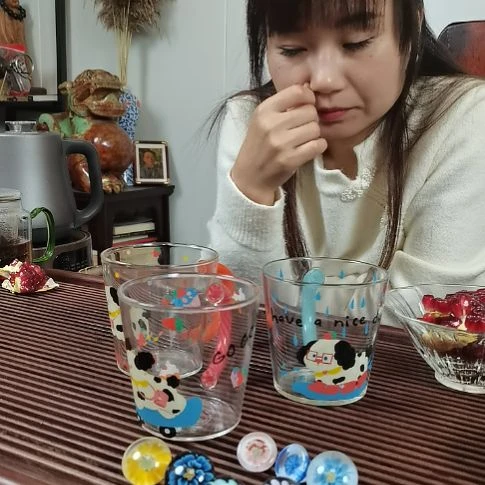 盖子款耐热玻璃小狗杯3支套装