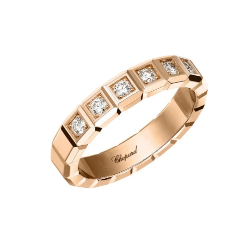 99新 Chopard/萧邦 萧邦 ice cube 18k金 半满钻 宽版 戒指