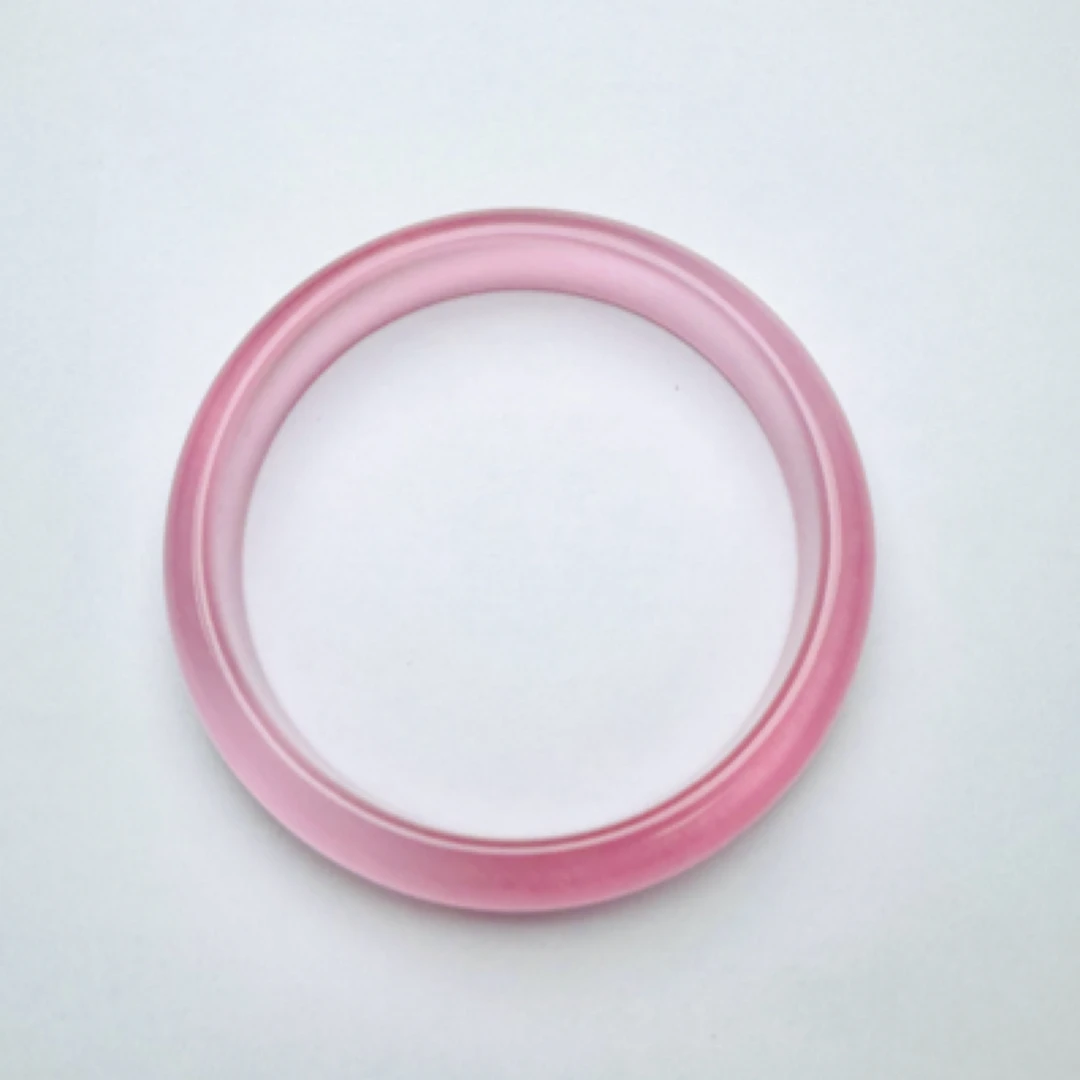 西域特贡粉色佳人世纪珠宝一线天全猫眼手镯15