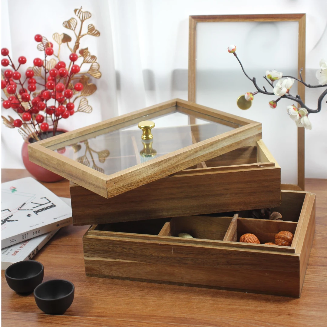 相思木桌面收纳盒木质分格多格9001