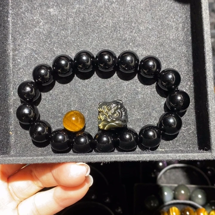 黑曜岩手链未镶嵌?***里