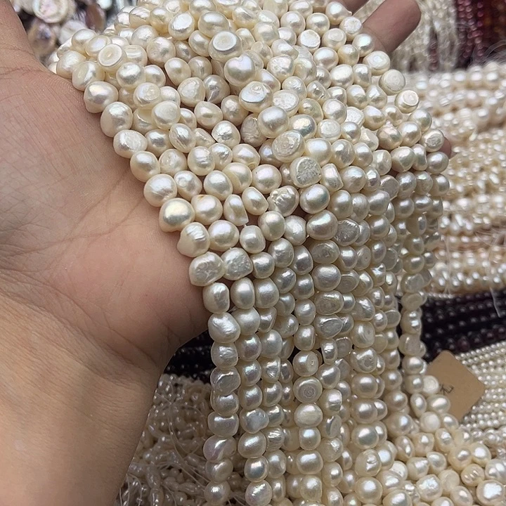 玛瑙/玉髓未镶嵌珠宝半成品一条9mm左右巴洛克珍珠