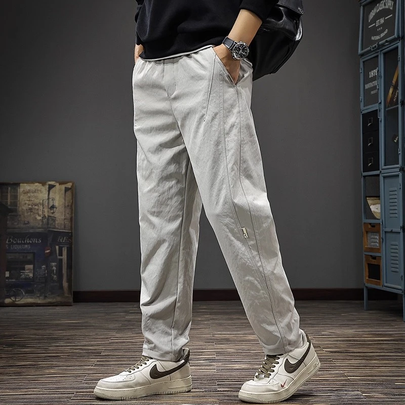 仓石一树秋季新款拼接直筒休闲裤男潮牌重磅美式百搭宽松阔腿长裤