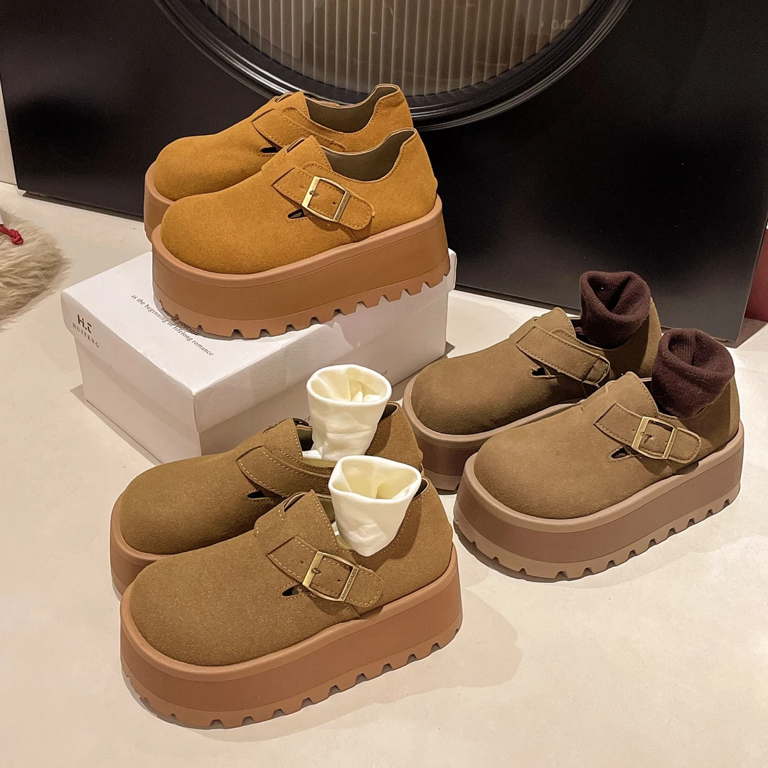 厚底勃肯鞋包头半拖鞋女孩子2024春秋季外穿百搭勃肯A112