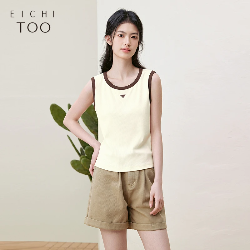 A爱居兔女2025夏季新款时尚撞色背心修身舒适无袖T恤ENZEJ2Q002A