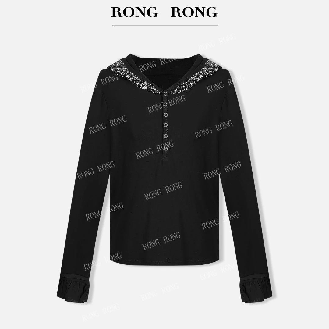 溶溶S【秘境银河】RONGRONG夏季连帽气质百搭显瘦薄款长袖上衣25668