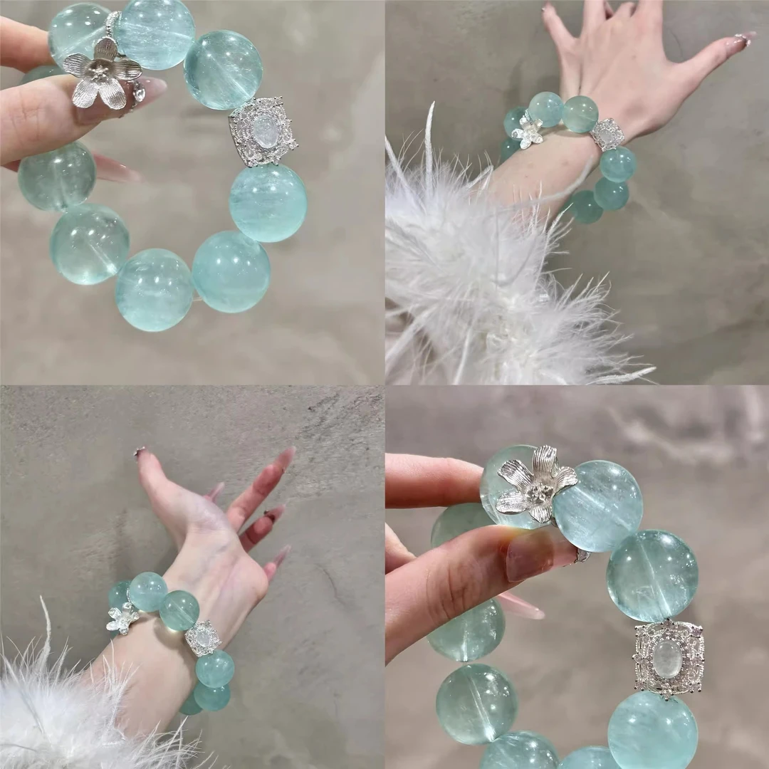 铜合金手链 湖水蓝色手链女款小众设计轻奢高级感显白时尚精致