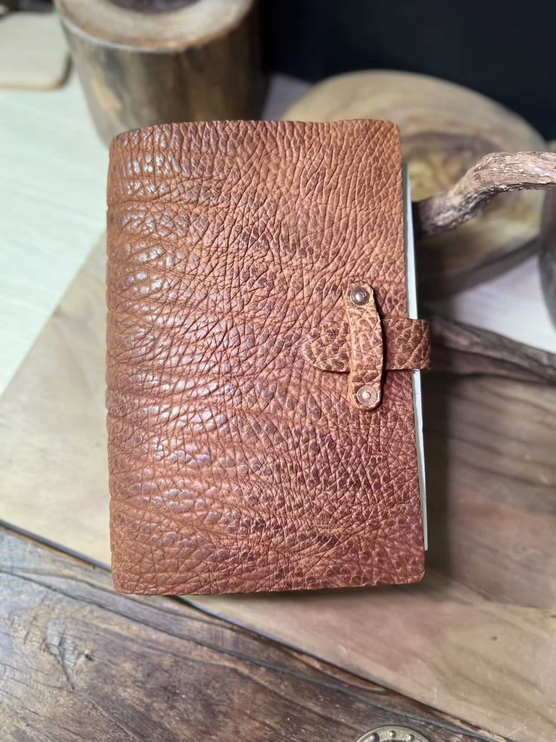 手工真皮手账本可替换活页夹复古牛皮纹A5亮色本子