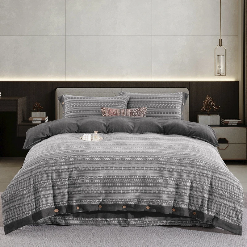 AB版【布拉格-多色】全棉色织提花被套四件套柔软透气四季保温家纺A