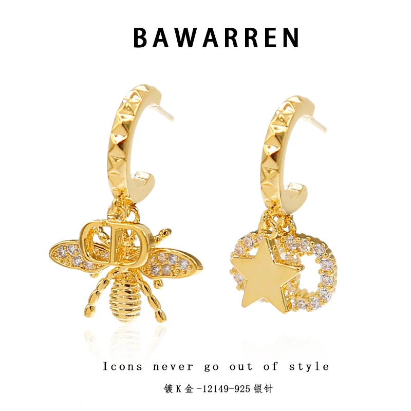 Bawarren 意❤12149-【猪鼻蜜蜂】耳环气质时尚精致简约