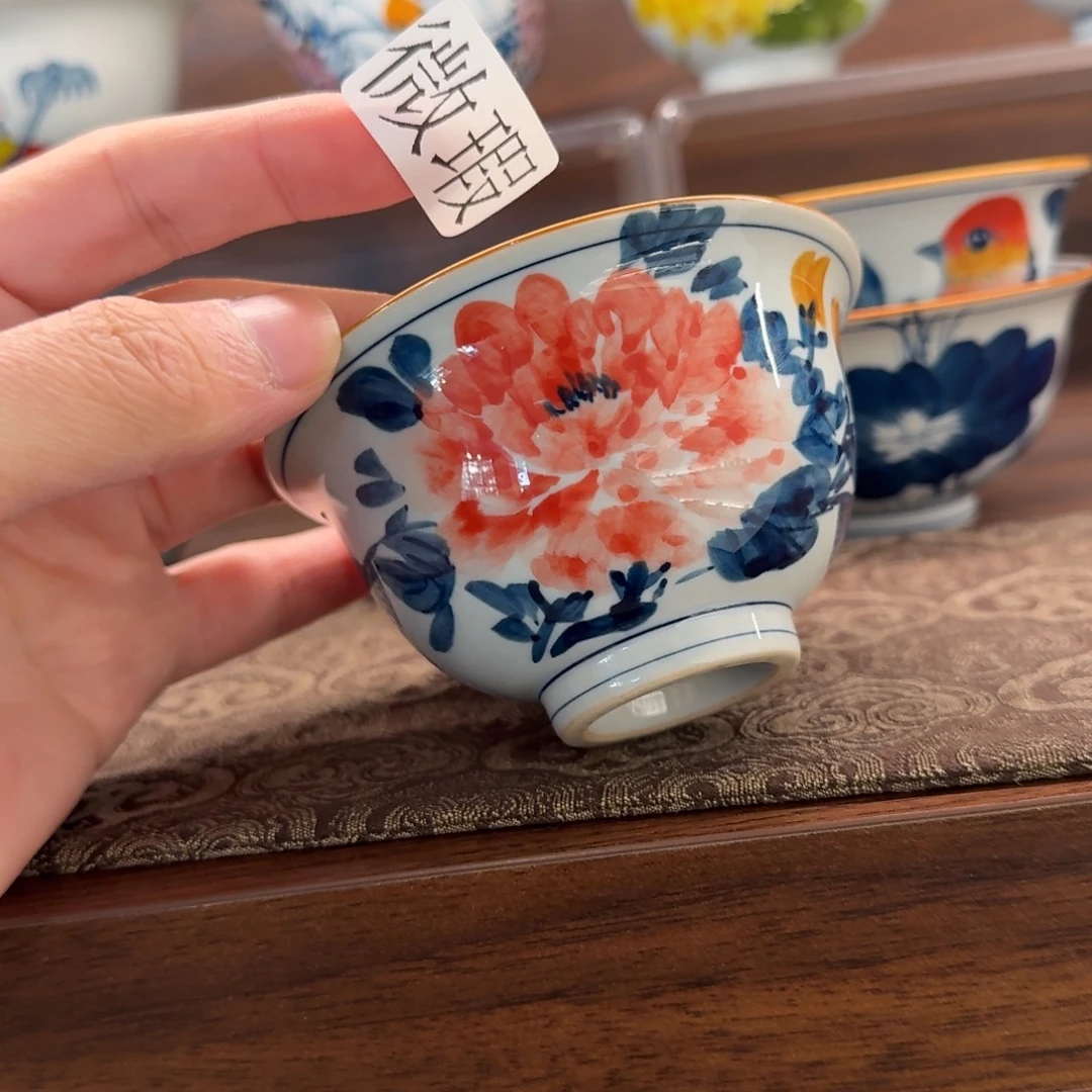 釉下手绘茶具微瑕