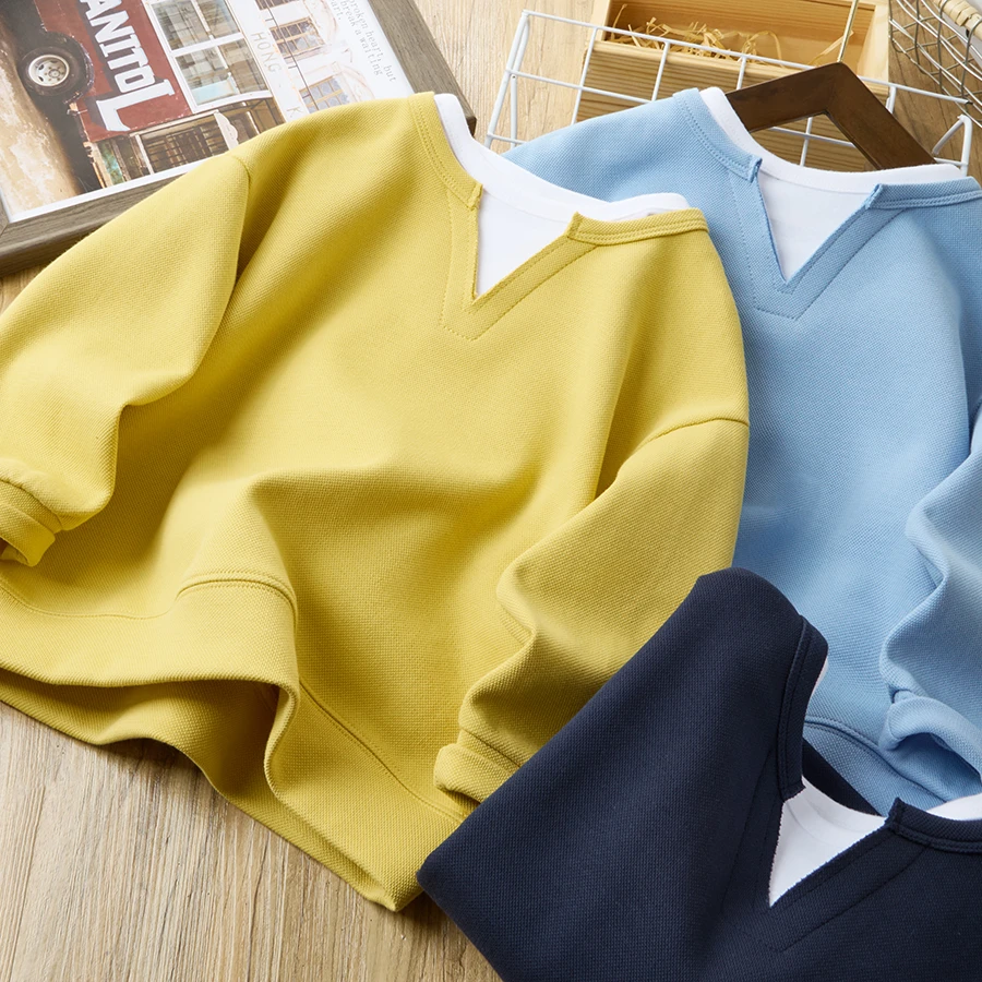 儿童假两件卫衣2025春季新款中大童休闲时尚百搭上衣25122