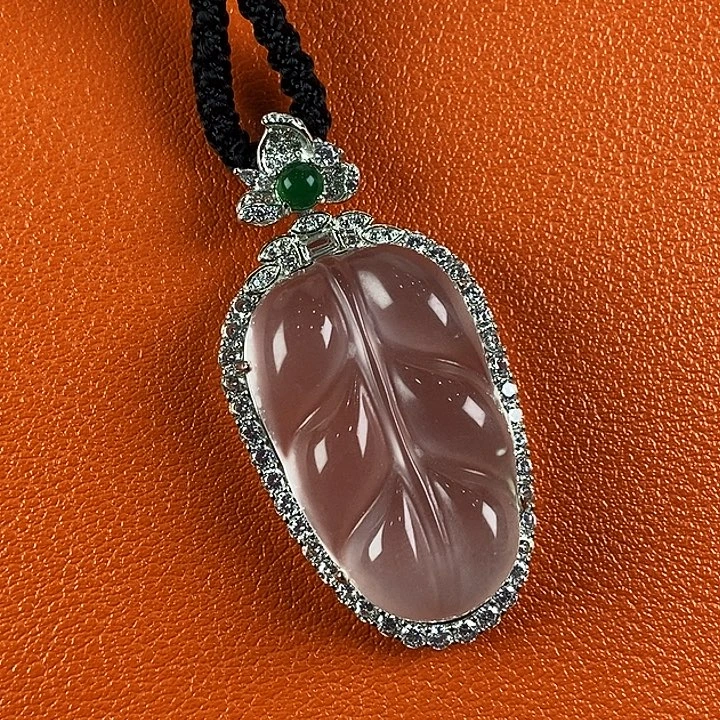 石英质玉银S925镶嵌吊坠