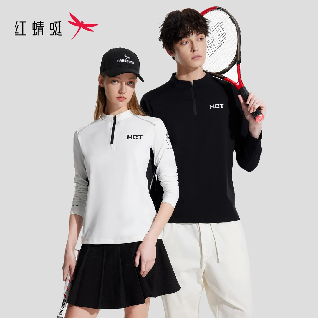红蜻蜓情侣款莫代尔桑蚕丝时尚休闲长袖拉链打底衫