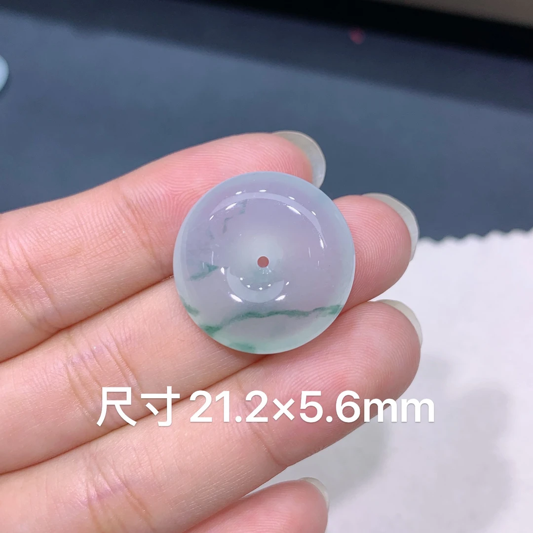缅甸天然A货翡翠 冰种灵动飘花平安扣吊坠 日常百搭 玉质细腻k128