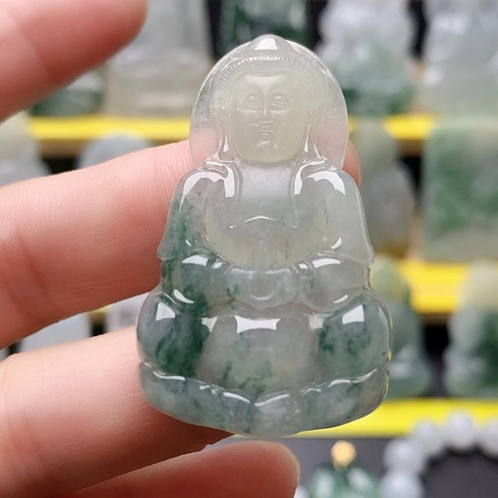 翡翠未镶嵌吊坠(不含链)正装小观音