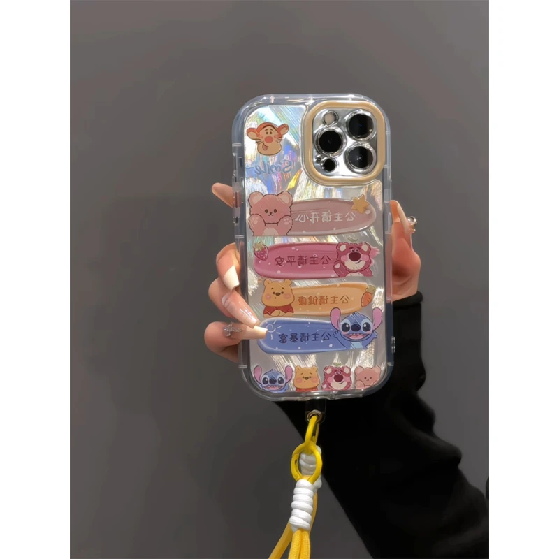 草莓熊维尼适用苹果16pro泡芙iPhone15手机壳小米14女创意华为p60