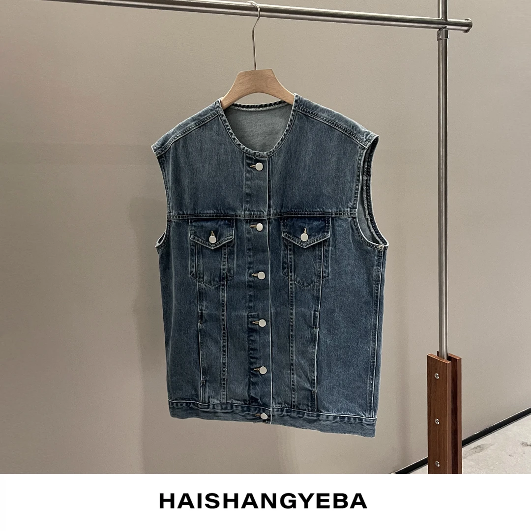 【海上叶爸】624A011棉马甲牛仔