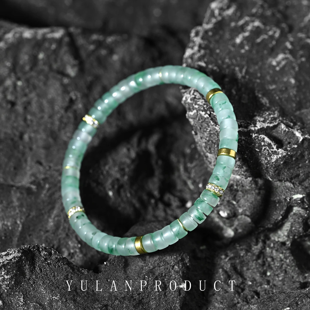 钰澜文玩【钰翠飘花】设计师款-药片6mm左右-精工百搭男女同款