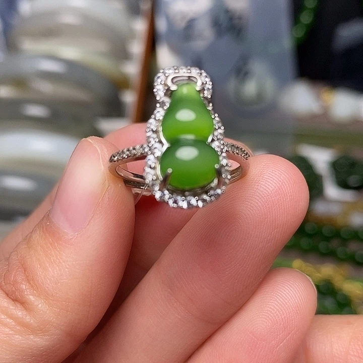 和田玉银S925镶嵌戒指