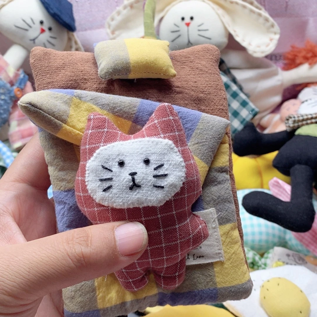棉亚麻小猫床一套