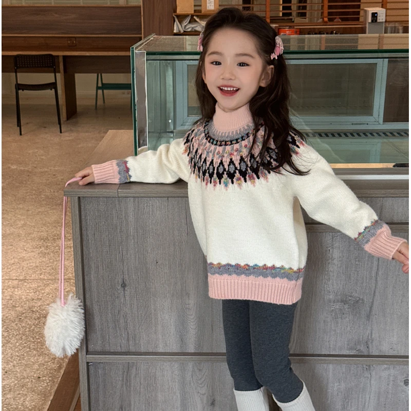 【费尔】WWLL定制童装女宝宝套头毛衣洋气女童毛衣洋气毛衣秋冬