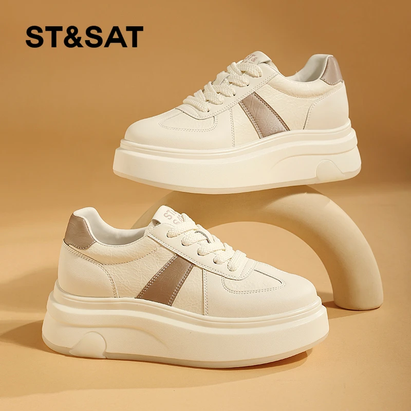 星期六厚底小白鞋2025爆款鞋时尚春季女鞋厚底增高休闲板鞋百搭