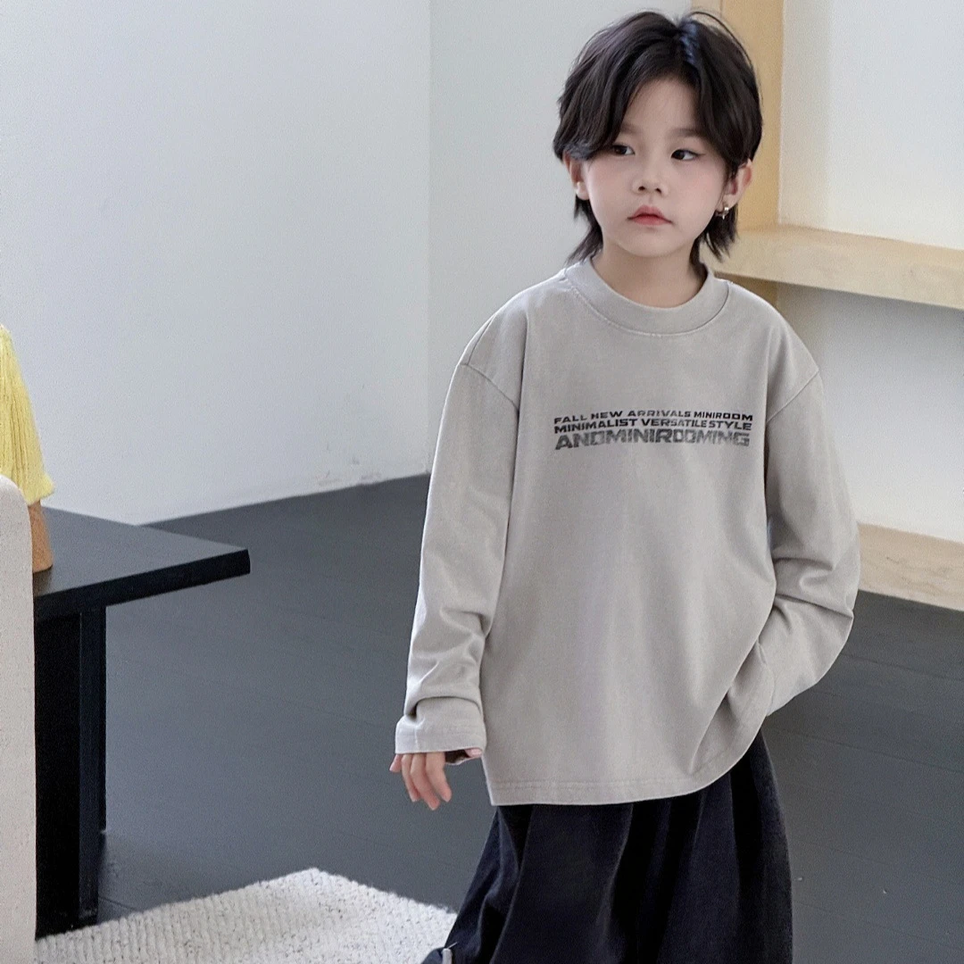 儿童童装韩版洋气时尚印花上衣T恤中大童男童