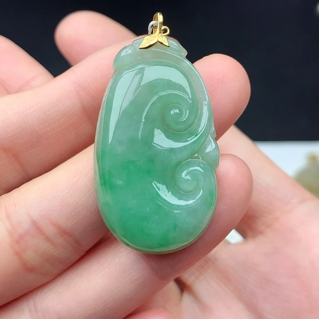 翡翠18K金镶嵌吊坠(不含链)