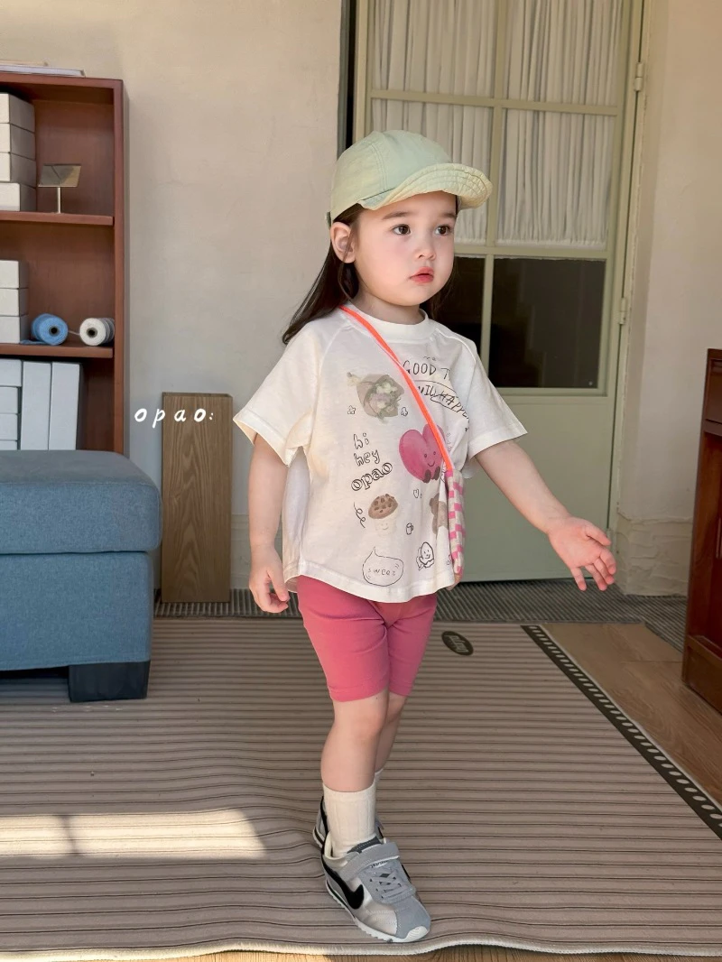 opao夏季印花女童男宝短袖休闲夏装宝宝衣服童装插肩袖opao童装