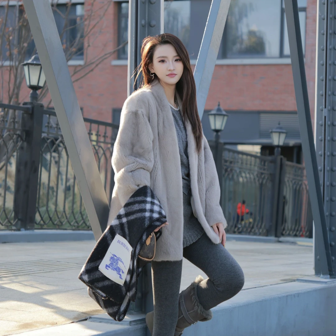 【DUDU FUR】（永恒经典款）2025冬季新款进口水貂中长款外套JK25018