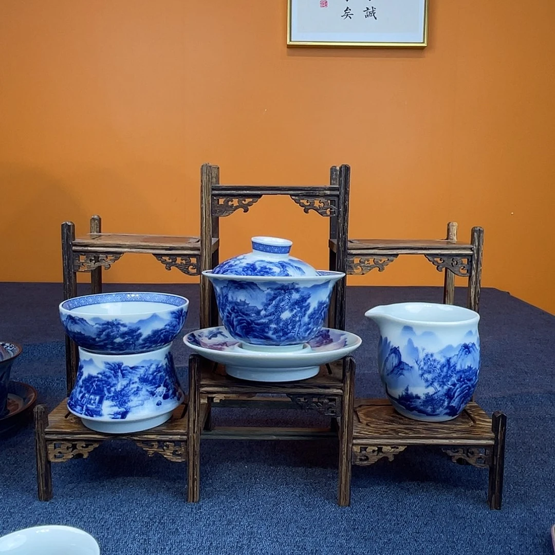 与***搭景德镇青花3件套装陶瓷