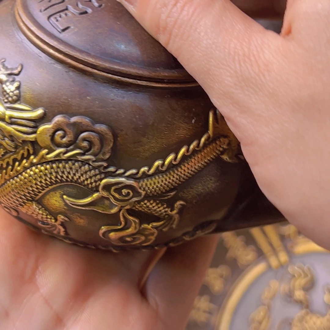 原矿风磨铜龙凤壶