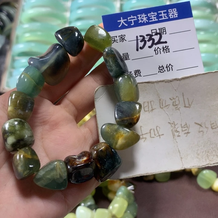 蛇纹石玉未镶嵌手链1332