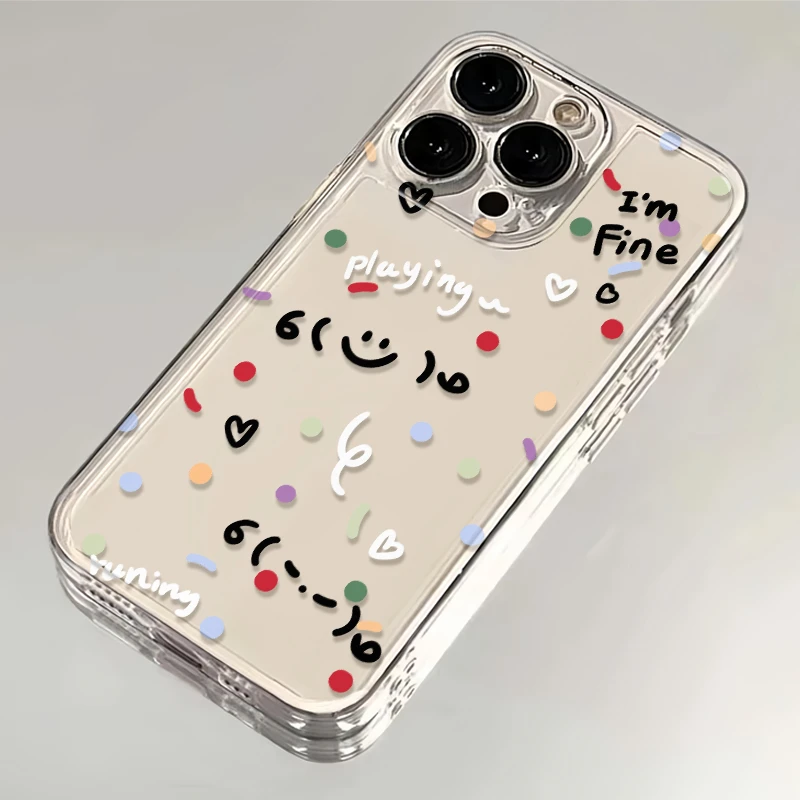 雅天立趣味彩色笑脸适用苹果15手机壳iPhone1613华为vivo小米oppo