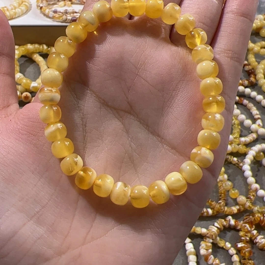 琥珀未镶嵌手链金白老型手串
