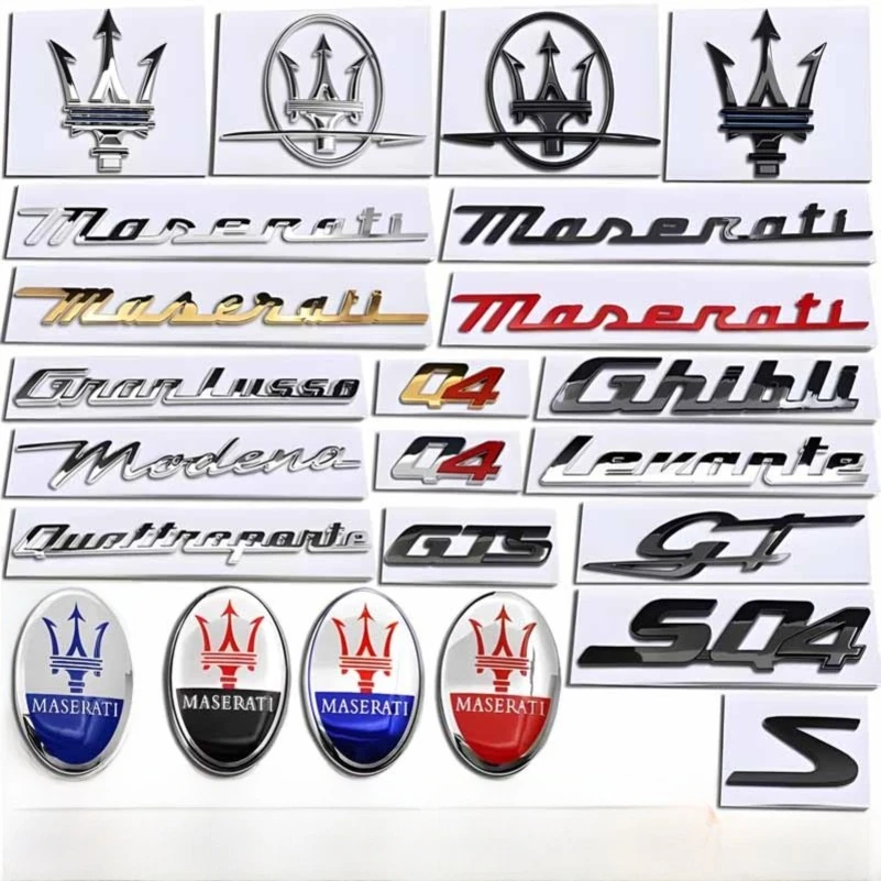 玛莎拉蒂车标总裁吉博力莱万特格雷嘉改装机盖侧前后尾箱英文贴标