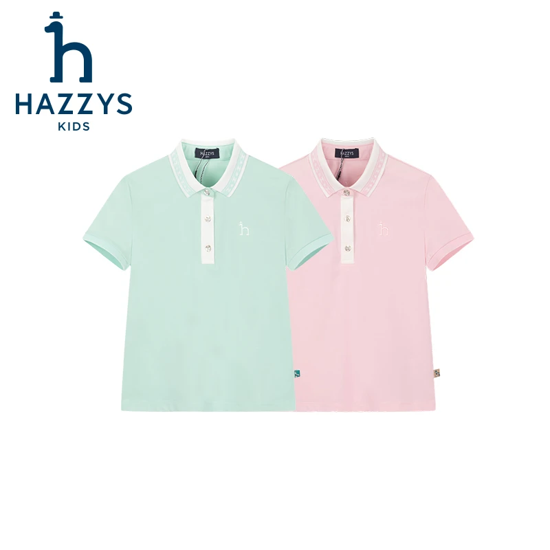 Hazzys/哈吉斯品牌童装【一诺爸爸】女童polo衫休闲夏季弹力舒适