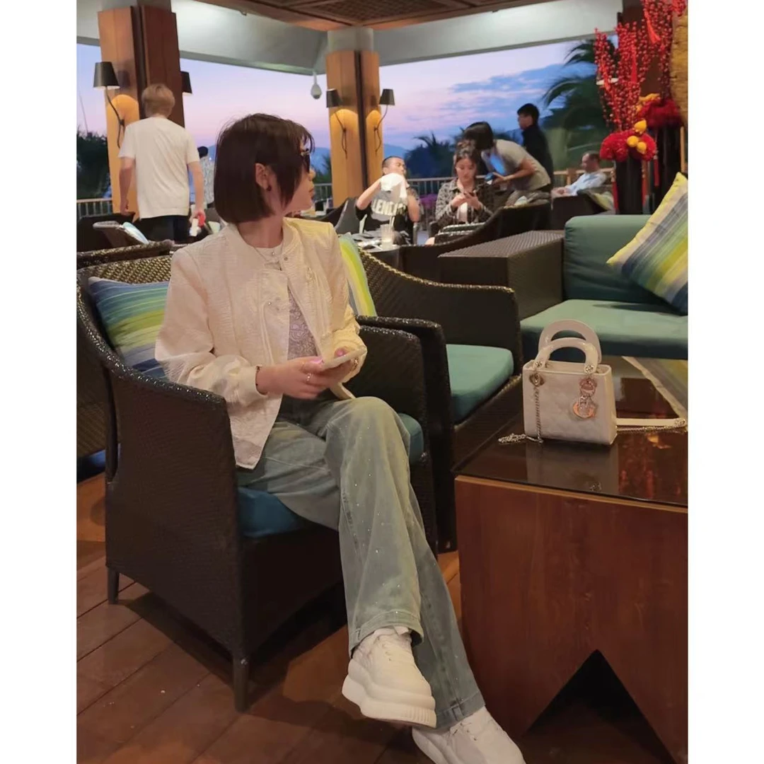 【萍萍推荐】春季 国风棒球领流苏盘扣休闲上衣 时尚立体压花短外