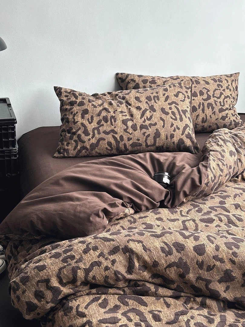 【咖豹纹】200*230纯棉有氧双层纱色织提花春秋冬被子6斤左右