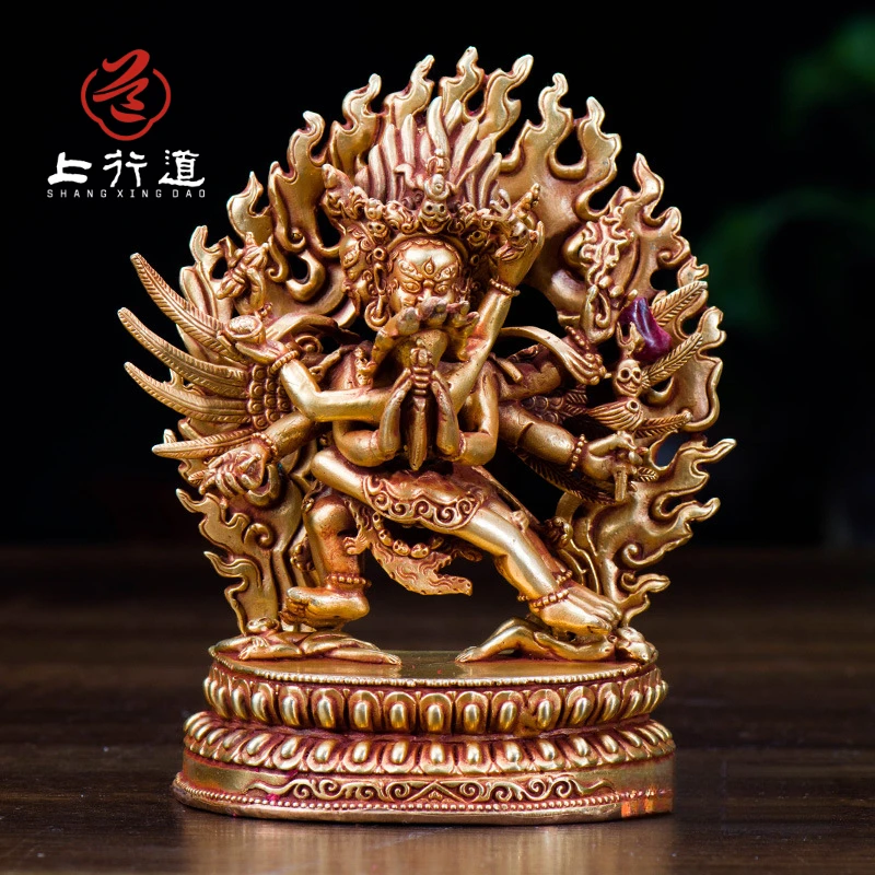 上行道铜像摆件普巴金刚护像尼泊尔手工铜鎏金藏传密宗佛具5寸